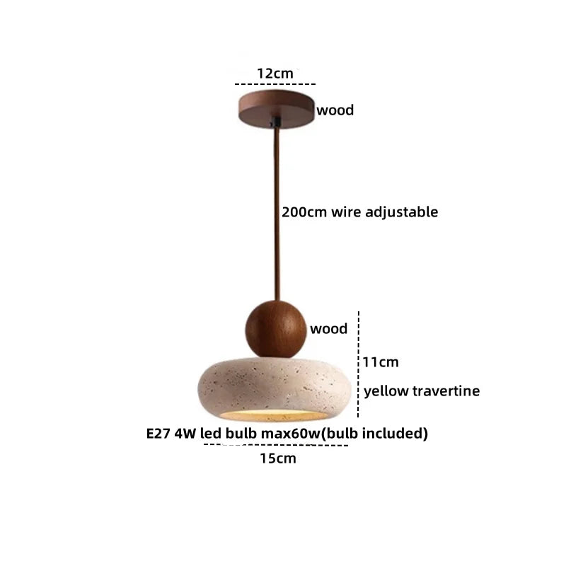 Travertine Globe Pendant Light With White Glass