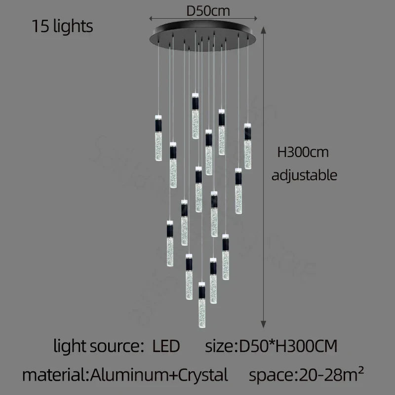 Decorbites™ Zylinder-Kristall-Lüster: Moderne Villa-Wohnzimmerlampe für stilvolle Interieurs.