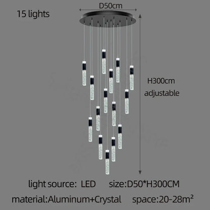Decorbites™ Zylinder-Kristall-Lüster: Moderne Villa-Wohnzimmerlampe für stilvolle Interieurs.