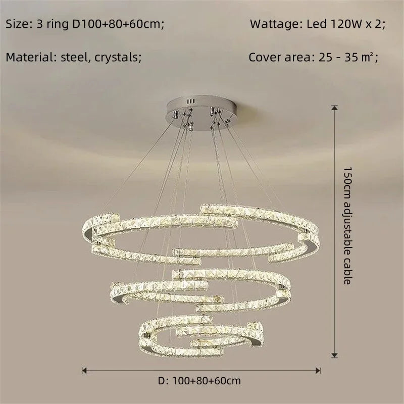 Decorbites™ Kristall-LED-Kronleuchter Anhängerleuchte Moderne Luxus-Eingangshalle Deckenlampe