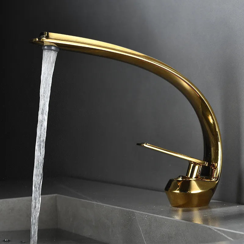 Gold Black Brass Faucet With Single Handle