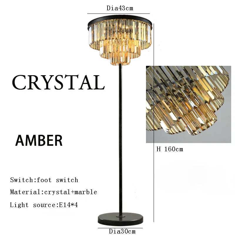 Decorbites™ Grauer Kristall Schwarze Stehlampe - Moderne Luxus-Klassik Wohnzimmer-Dekoration