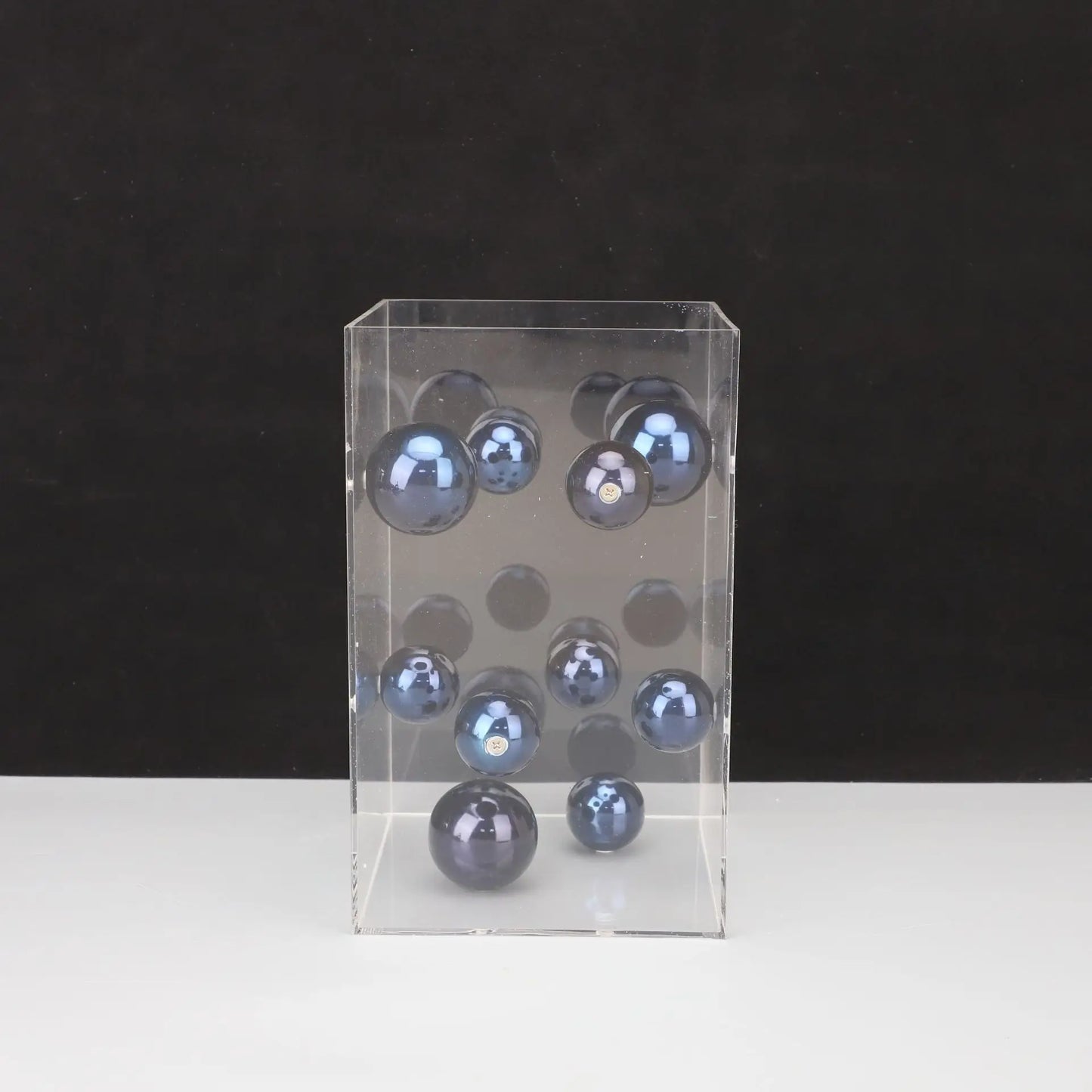 Decorbites™ Abstrakte Metallkugel-Kunstwerke in transparenten Acrylbehälterboxen