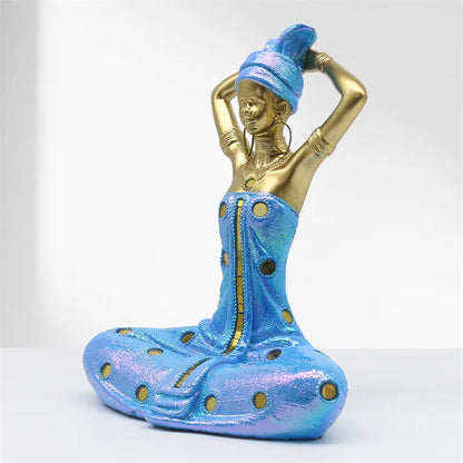 Decorbites™ Goldene Weibliche Statue Afrikanischer Stammessstil Porträt-Skulptur Wohnraumausstattung