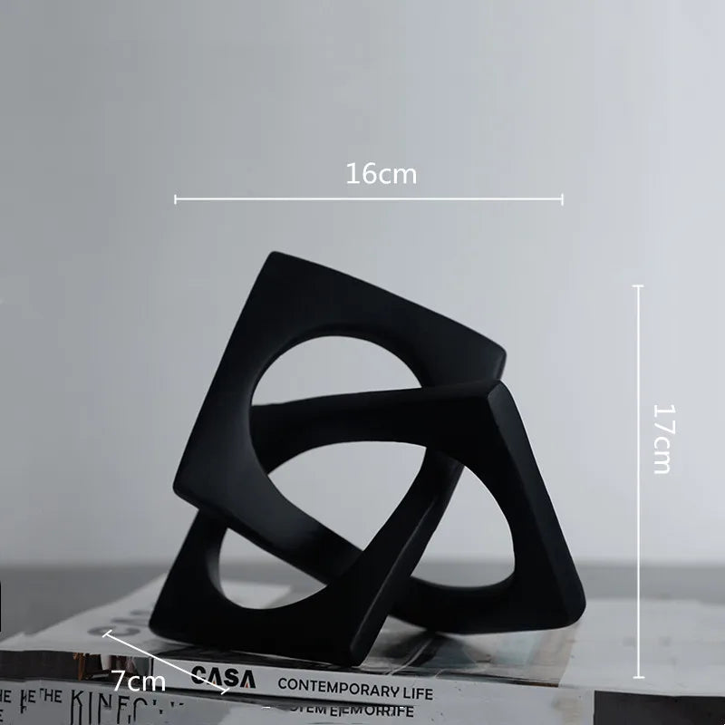 DecorBites™ Geometric Cross Square Ring Sculpture White - Home Decor Ornament