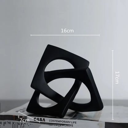 DecorBites™ Geometric Cross Square Ring Sculpture White - Home Decor Ornament