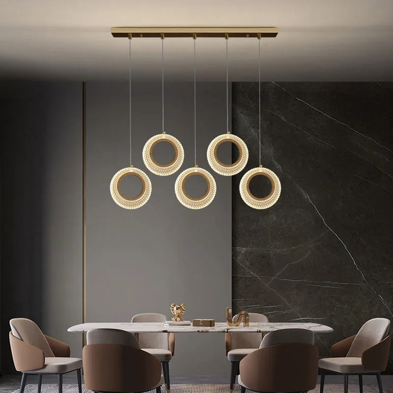 Decorbites™ Kristallring-LED-Kronleuchter: Moderne Gold-Küchenbeleuchtung für Treppenhaus, einfache Innen-Hängeleuchte