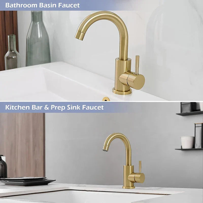 Decorbites™ Gold Edelstahl Waschbeckenarmatur, Einhebel Heiß/Kalt Badezimmer-Waschbeckenmischer