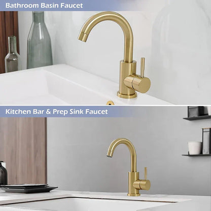 Decorbites™ Gold Edelstahl Waschbeckenarmatur, Einhebel Heiß/Kalt Badezimmer-Waschbeckenmischer