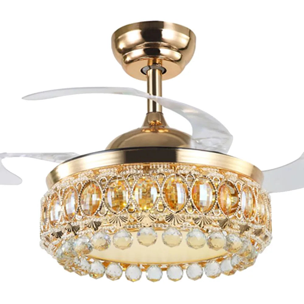 Decorbites™ 42-Zoll Gold Luxus-Kristall-Deckenventilatorleuchte mit Fernbedienung