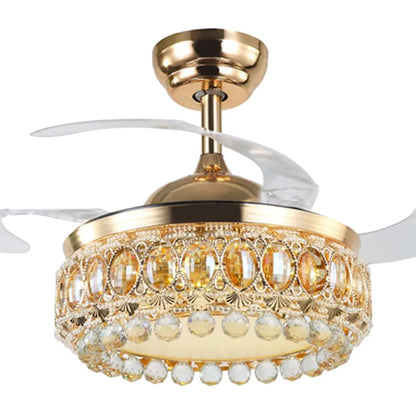 Decorbites™ 42-Zoll Gold Luxus-Kristall-Deckenventilatorleuchte mit Fernbedienung