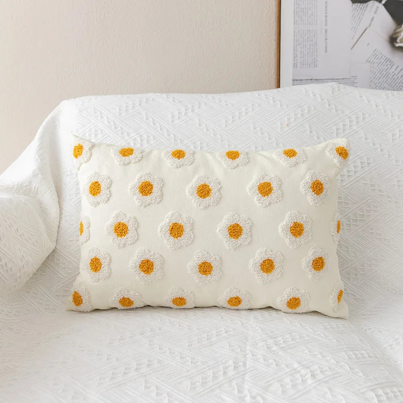 Decorbites™ Daisy Floral Stickerei Kissenbezug 45x45cm/30x50cm Weiße Blüten Gemütliche Weiche Dekoration