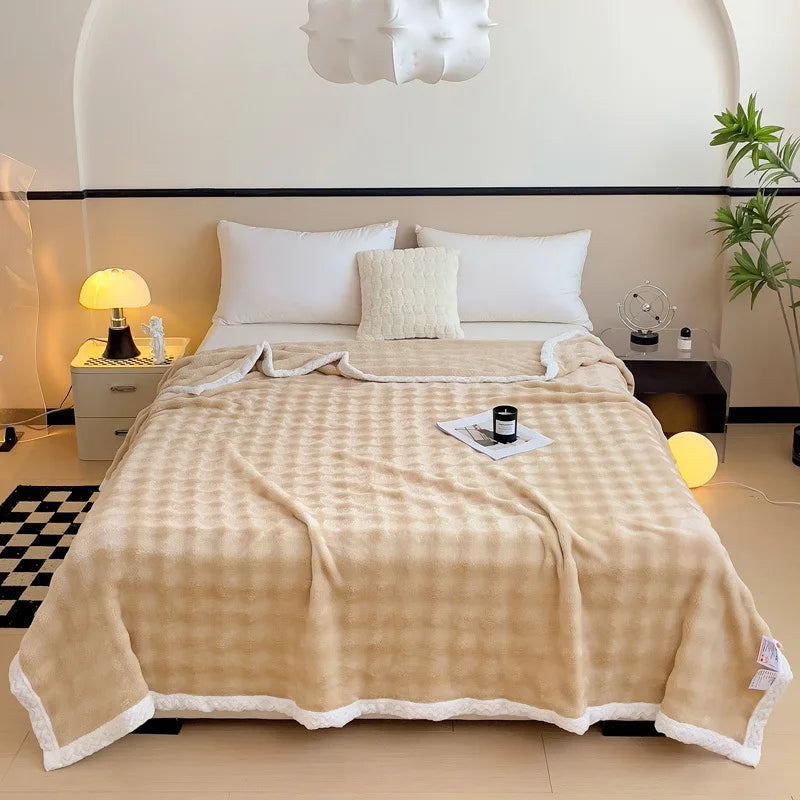 Decorbites™ Imitat-Kaninchenvelours-Warme-Decke: Weiche Flauschige Korallenfleece-Schoß-Sofawurfdecke