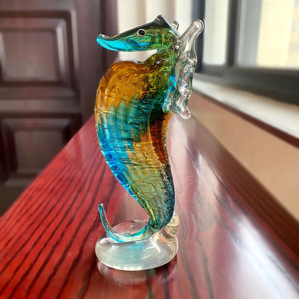 Decorbites™ Handgeblasene Glas-Seepferdchen-Figur, Kristall-Tier-Handwerks-Sammlungsausstellung