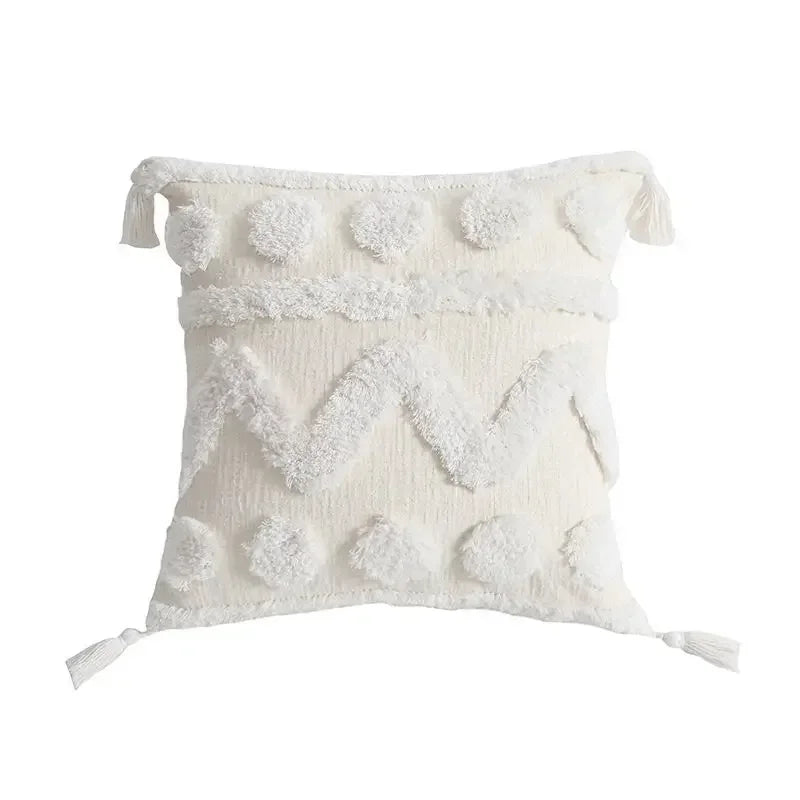 Decorbites™ Geometrisches Tufted Quasten Kissenbezug aus Baumwoll-Leinen Herbst-Kissenbezug