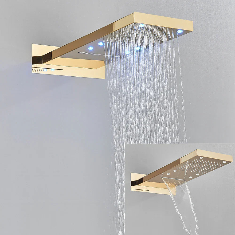 Decorbites™ LED-Wasserfall-Duschkopf 54*22 cm quadratisch Wandmontage Badezimmerarmatur