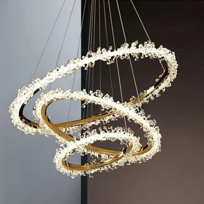 Decorbites™ Golden Round Crystal Chandelier | Nordischer Luxus-LED-Halo-Lüster für das Wohnzimmer