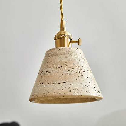 Decorbites™ LED-Drehknopf-Schalter-Pendant-Lampe Gelber Travertin Kupfer Wabi-Sabi Hängelampen