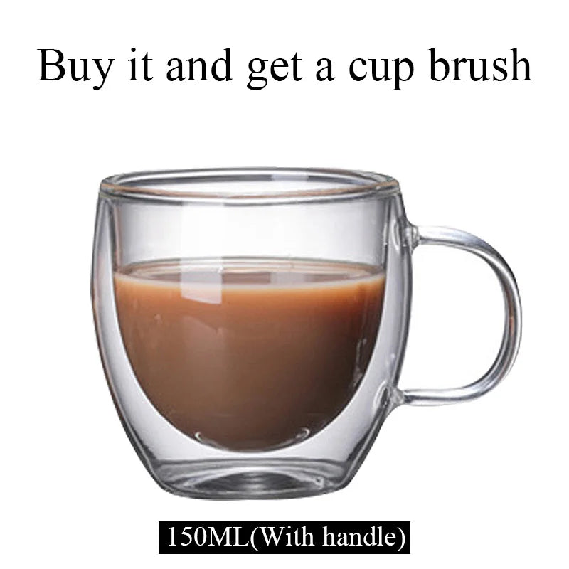 Decorbites™ Doppelwandige Borosilikatglas-Tasse hitzebeständiger Tee-Kaffee-Becher