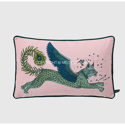 Decorbites™ Korallen-Luchs Samt Kissenbezug: Luxuriöses Mystisches Tierenthema für das Sofa