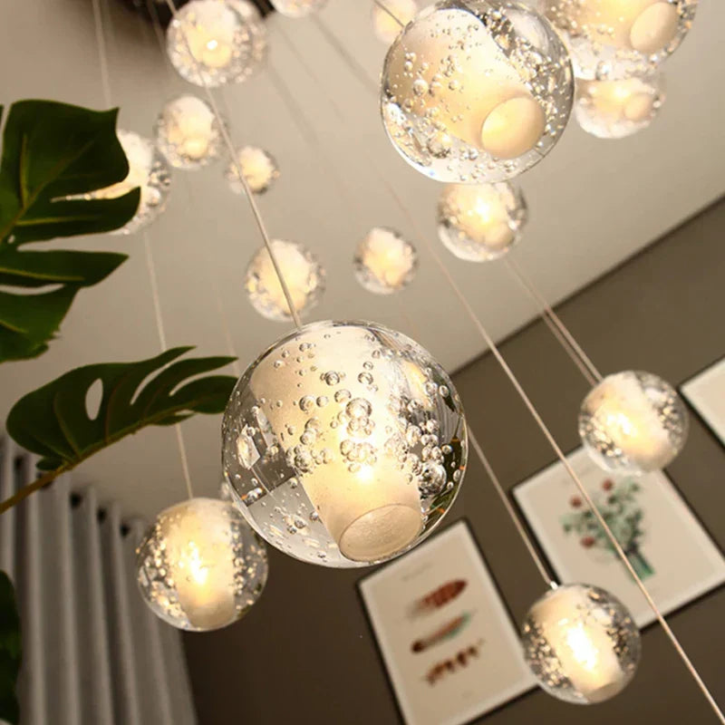 DecorBites™ Crystal Ball Chandelier Pendant Light for Staircase Hallway Bar Décor