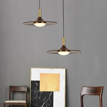 DecorBites™ Flying Saucer Solid Wood Chandelier for Restaurant, Bedroom, Cafe - Nordic Copper