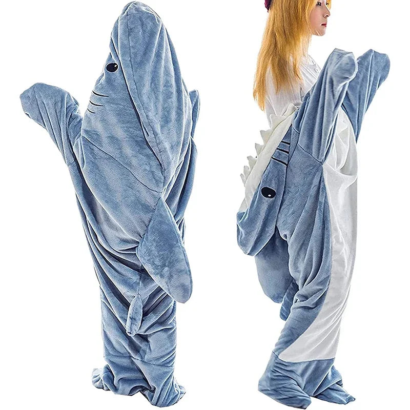 Decorbites™ Gemütliche Haifisch-Decke: Weiches Flanell, Verdickt, Warme Schoß-Schlafsack-Pyjamas