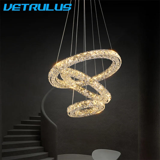 DecorBites™ Crystal LED Chandelier Pendant Light for Modern Luxury Living Dining Room Décor