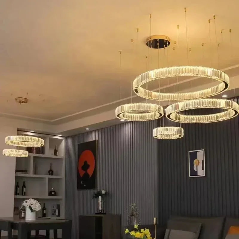 Gold Crystal Halo Chandelier