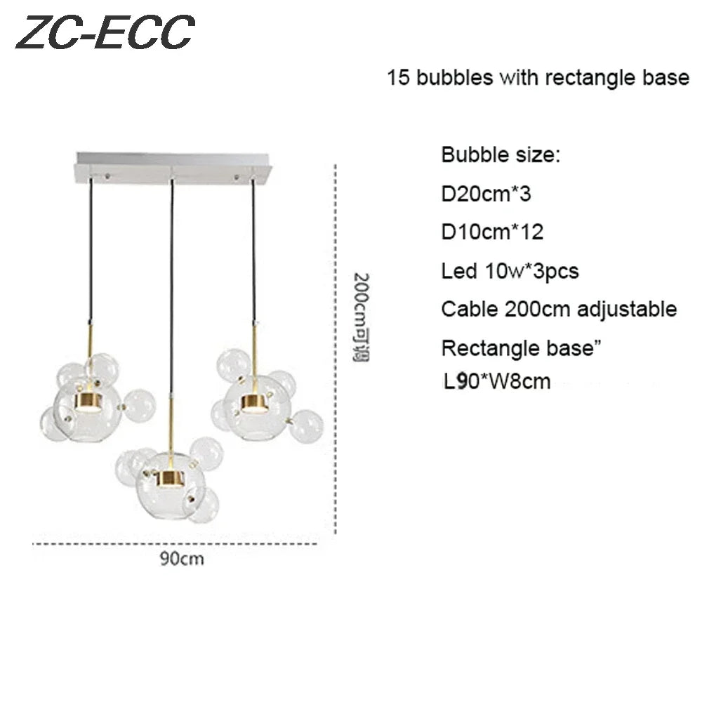 Decorbites™ Glas-Blase-LED-Kronleuchter: Stilvolle Deckenbeleuchtung für Ess- und Wohnzimmer