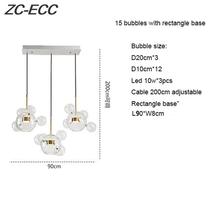 Decorbites™ Glas-Blase-LED-Kronleuchter: Stilvolle Deckenbeleuchtung für Ess- und Wohnzimmer