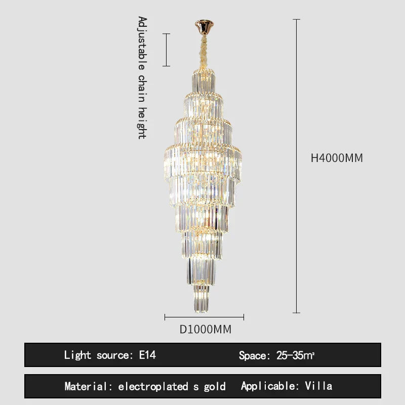 Decorbites™ Kristallanhänger-Lüster für Hotel-Lobby – Luxuriöses Hohl-Design – Nordischer Villenstil