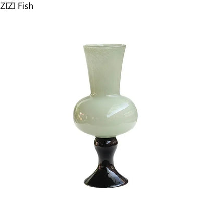 DecorBites™ Goblet Glass Vase for Desk Decoration with Artificial Flowers