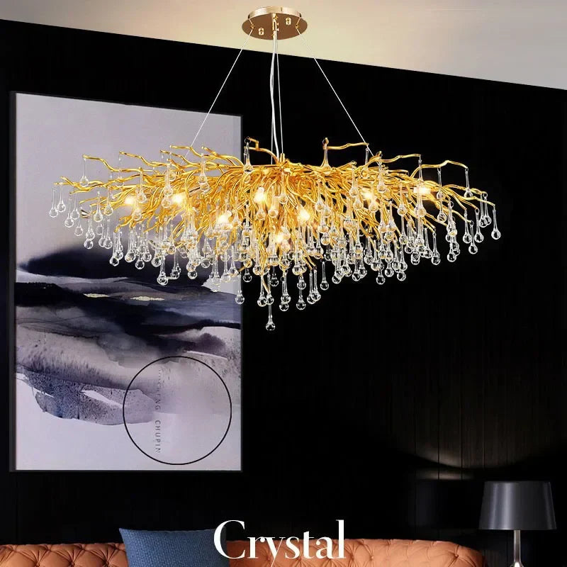 Decorbites™ Kupferzweig-Wasser-Kristall-Lüster für luxuriöses Wohnzimmer und Salon