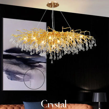Decorbites™ Kupferzweig-Wasser-Kristall-Lüster für luxuriöses Wohnzimmer und Salon