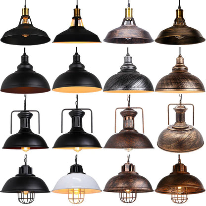 Vintage Black Metal Dome Pendant Light