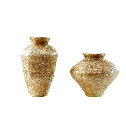 Decorbites™ Goldene Vase Harz-Handwerk Blumenarrangement Heimdekoration Bouquet-Akzent