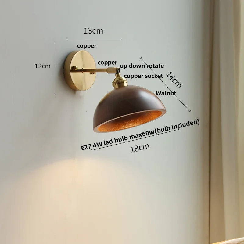 Decorbites™ LED Wandleuchte aus Walnussholz mit Zugschalter Moderner japanischer Stil Spiegelleuchte