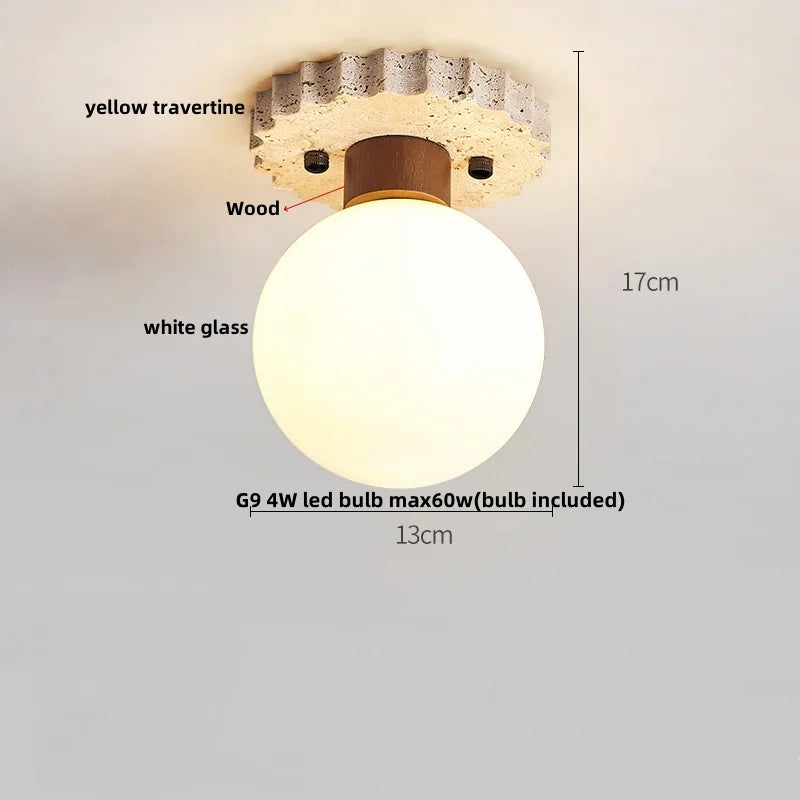 Decorbites™ LED Holz Gelber Travertin Deckenleuchte – Moderner Stil für die Hausdekoration