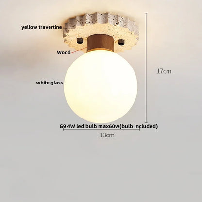 Decorbites™ LED Holz Gelber Travertin Deckenleuchte – Moderner Stil für die Hausdekoration
