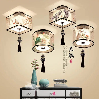 Decorbites™ Lotus Chinesische Kronleuchter Deckenlampe Einfaches Korridor-Gemälde LED-Beleuchtung
