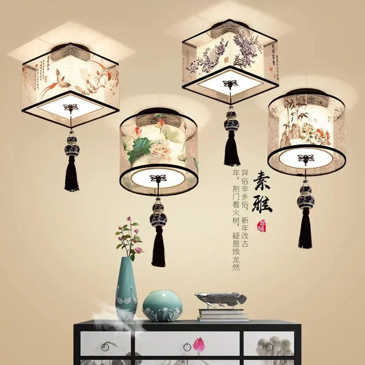 Decorbites™ Lotus Chinesische Kronleuchter Deckenlampe Einfaches Korridor-Gemälde LED-Beleuchtung