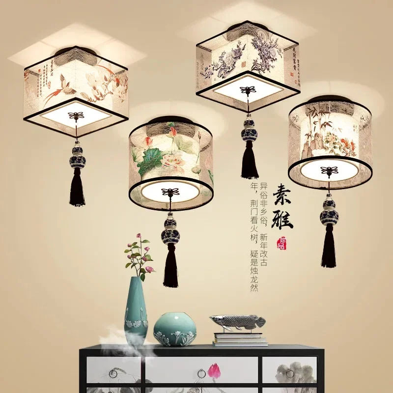 Decorbites™ Lotus Chinesische Kronleuchter Deckenlampe Einfaches Korridor-Gemälde LED-Beleuchtung