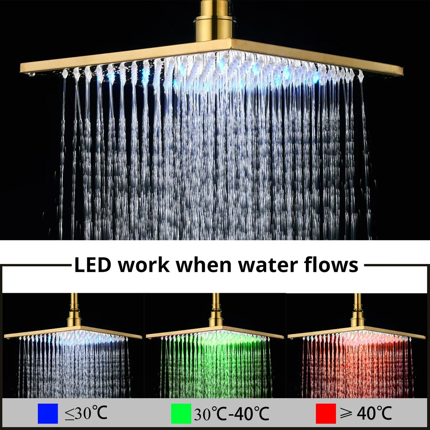 Decorbites™ Gold Digitaldusche-Set mit 3-Funktionen LED-Regendusche