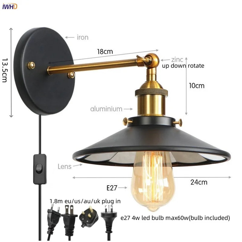 Gold LED Wall Lamp For Coffee Bars And Bedrooms