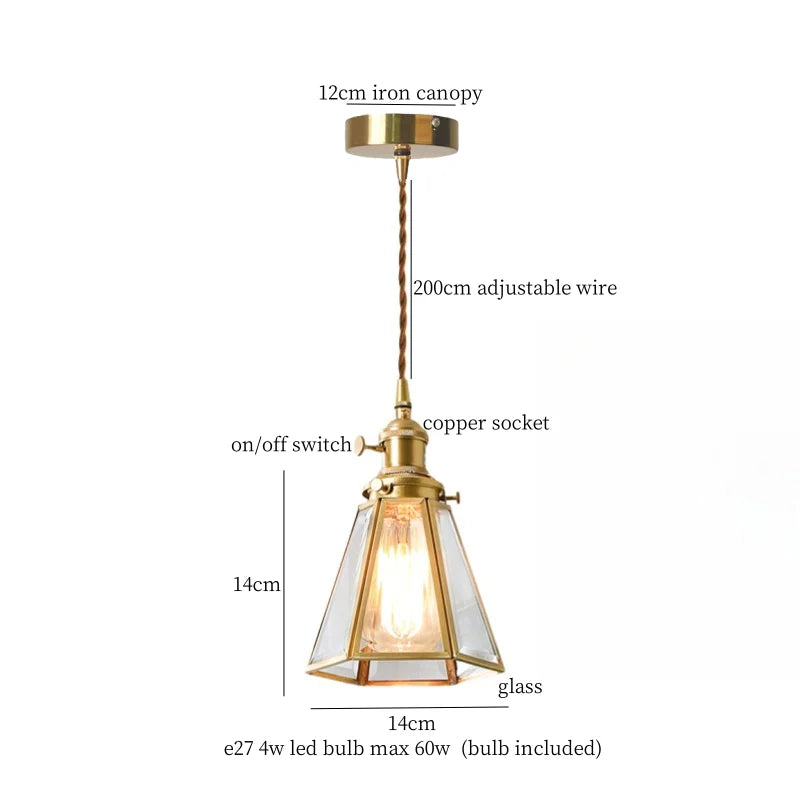 Decorbites™ Glas-LED-Pendantleuchte: Japanisches Vintage-Kupfer-Hängeleuchte für die Heimdekoration