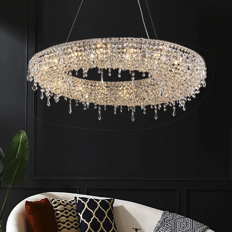 DecorBites™ Crystal Bird Nest Chandelier for Modern Living Dining Room Indoor Lighting