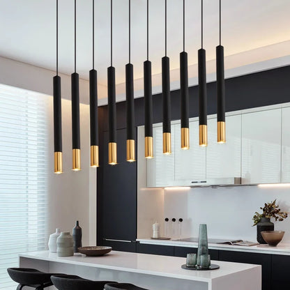 Black Aluminum Cylinder Dimmable LED Pendant Light