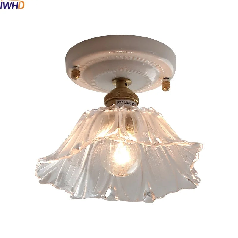 DecorBites™ LED Canopy Ceiling Light Glass Copper Luminaria De Teto