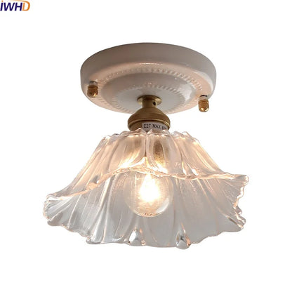 DecorBites™ LED Canopy Ceiling Light Glass Copper Luminaria De Teto